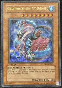 Yugioh Ocean Dragon Lord - Neo-Daedalus 1st Edition Ultra Rare SD4-EN001 NM - Image 1