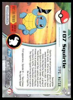 Pokemon Cards Squirtle #7 Topps Trading Cards Series 1 LP *2 - Image 2