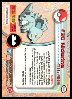 Pokemon Cards Nidorina #30 Topps Trading Cards Series 1 LP *3 - Image 2