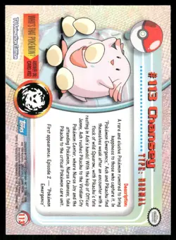 Pokemon Cards Chansey #113 Topps Trading Cards Series 2 NM *1 - Image 2