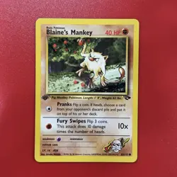 Pokemon TCG - Blaine's Mankey - 1ST EDITION - 63/132 - Gym Challenge 2000 - NM - Image 1