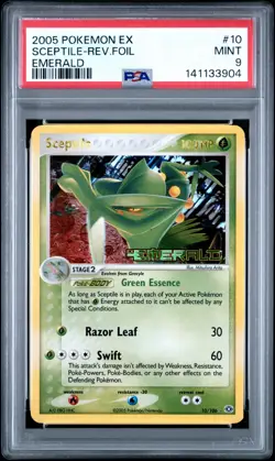 2005 POKEMON EX EMERALD #10 SCEPTILE-REVERSE FOIL PSA 9 *POP69* - Image 2
