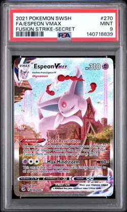 2021 Pokemon SWSH Espeon VMAX Fusion Strike Secret 270/264 PSA 9 Alternate Art - Image 1