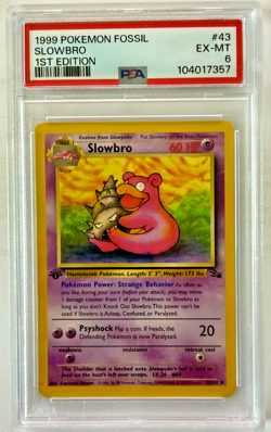 1999 POKEMON FOSSIL 1ST ED #43 SLOWBRO PSA 6 - Image 1