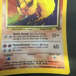 1999 Pokemon Jungle Flareon 3/64 Holo Rare Unlimited Eeveelution Vintage - Image 5
