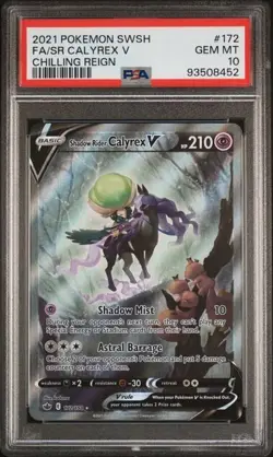 PSA 10 Calyrex V 2021 Pokemon SWSH #172 Chilling Reign FA/SR - Image 1