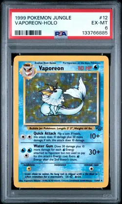 1999 POKEMON JUNGLE #12 VAPOREON-HOLO PSA 6 - Image 1
