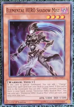 Yu-Gi-Oh Elemental HERO Shadow Mist SDHS - EN001 Super Rare 1st Edition - Image 1