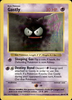 Pokemon Gastly Base Set (Shadowless) 050/102 Light Play LP+ or Better - Image 1