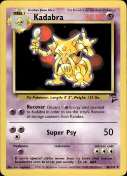 Pokemon Kadabra Base Set 2 046/130 Light Play LP+ or Better - Image 1