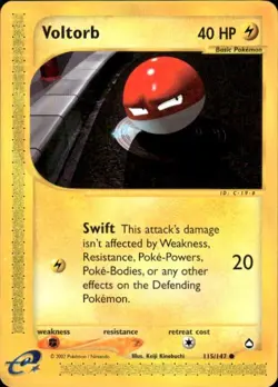 Pokemon Voltorb (115) Aquapolis 115/147 Light Play LP+ or Better - Image 1