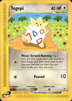 Pokemon Togepi Aquapolis 114/147 Light Play LP+ or Better - Image 1