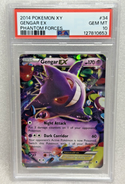 2014 POKEMON XY PHANTOM FORCES #34 GENGAR EX PSA 10 - Image 1