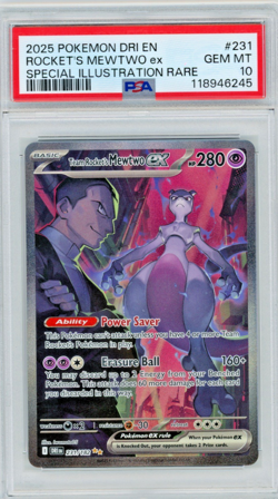 2025 Pokemon Destined Rivals Rocket's Mewtwo Ex #231 SIR PSA 10 - Image 1