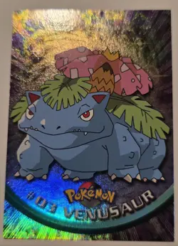 ​1999 Topps Pokemon #3 VENUSAUR Blue Logo RAINBOW FOIL 1st Print MINT/NM - Image 2