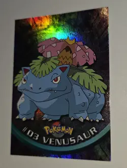 ​1999 Topps Pokemon #3 VENUSAUR Blue Logo RAINBOW FOIL 1st Print MINT/NM - Image 3