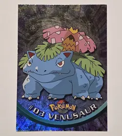 ​1999 Topps Pokemon #3 VENUSAUR Blue Logo RAINBOW FOIL 1st Print MINT/NM - Image 4