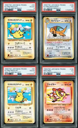 PSA 3 4 5 Pokemon Card Dragonite & Flying Pikachu Moltres ANA Promo Set Japanese - Image 1