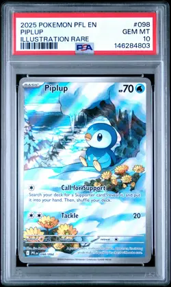 2025 POKEMON PFL EN-PHANTASMAL FLAMES ILLUSTRATION RARE #098 PIPLUP PSA 10 - Image 1