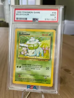 Bulbasaur 44/102 Unlimited Base Set Pokemon Card PSA 9 MINT - Image 1