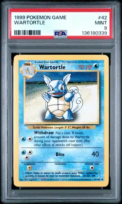 1999 POKEMON BASE SET UNLIMITED #42 WARTORTLE PSA 9 - Image 1