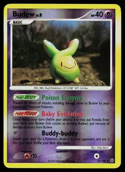 Pokemon Card - Budew Stormfront 33/100 Reverse Holo Uncommon - Image 1