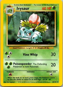 Ivysaur 30/102 Uncommon Base Set Unlimited Pokemon Lightly Played - Image 1