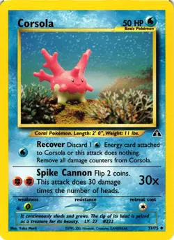 Pokemon TCG Corsola 37/75 Neo Discovery Unlimited VLP - Image 1
