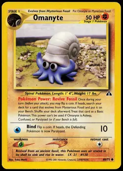 Omanyte 60/75 Common Neo Discovery Pokemon Card - Image 1