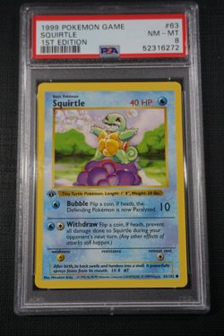Pokemon Base Set 1st Edition Shadowless Squirtle #63 - PSA 8 - Image 1
