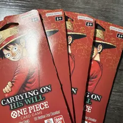 One Piece (OP-13) Carrying on His Will Sleeved Booster Packs Lot of 4 Bandai New - Image 1