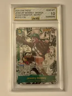 2025 One Piece OP-12 EN Manga Alternate Art #118 Jewelry Bonney AGS 10 - Image 1