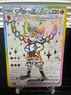 Pokemon TCG Cinderace EX Stellar Crown Holo Ultra Rare Card 157/142 - Image 1