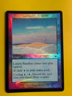lonely Sandbar. Land. Onslaught. MTG Card. Old vintage FOIL. Shooting star. - Image 1