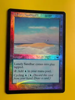 lonely Sandbar. Land. Onslaught. MTG Card. Old vintage FOIL. Shooting star. - Image 2