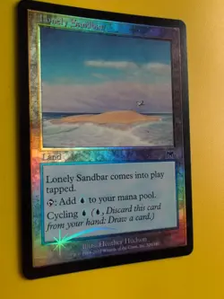 lonely Sandbar. Land. Onslaught. MTG Card. Old vintage FOIL. Shooting star. - Image 3