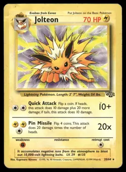 Pokemon Cards Jolteon 20/64 Unlimited Jungle WOTC Rare HP - Image 1