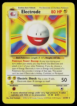 Pokemon Card - Electrode Base Set 21/102 Rare - Image 1