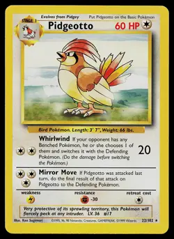 Pokemon Card - Pidgeotto Base Set 22/102 Rare - Image 1