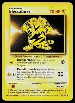 Pokemon Card - Electabuzz Base Set 20/102 Rare - Image 1