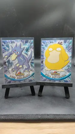 Psyduck #54 Golduck #55 BLUE LOGO - SERIES 1 - TOPPS Pokemon CARD - LP Set Water - Image 1