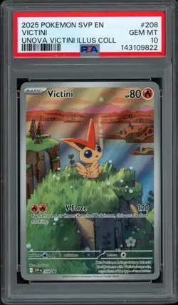 2025 Pokemon SV Promos Victini 208 PSA 10 Gem Mint Unova Illustration Collection - Image 1