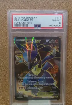 Pokemon TCG: Lucario EX Full Art Ultra Rare 107/111 XY Furious Fists PSA 8 - Image 1