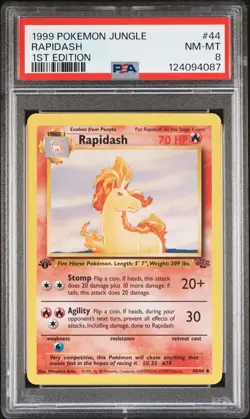 1999 POKEMON JUNGLE 1ST ED #44 RAPIDASH PSA 8 - Image 1