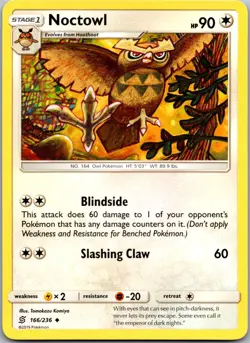 Noctowl 166/236 - SM - Unified Minds Pokemon Uncommon NM - Image 1