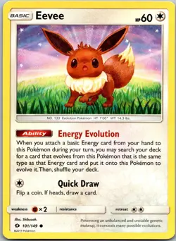 Eevee 101/149 - SM Base Set Pokemon NM - Image 1