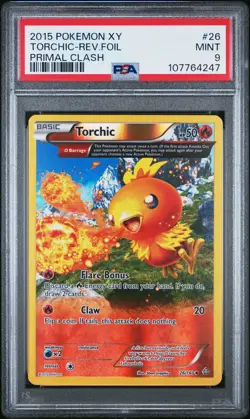 2015 POKEMON XY PRIMAL CLASH #26 TORCHIC-REVERSE FOIL PSA 9 - Image 1