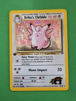 Pokemon TCG Erika's Clefable 003/132 Gym Heroes Holo 1st Edition NM - Image 1