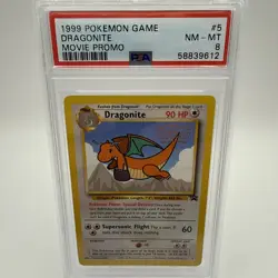 1999 POKEMON GAME MOVIE MOVIE PROMO #5 DRAGONITE PSA 8 - Image 1