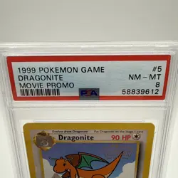 1999 POKEMON GAME MOVIE MOVIE PROMO #5 DRAGONITE PSA 8 - Image 2